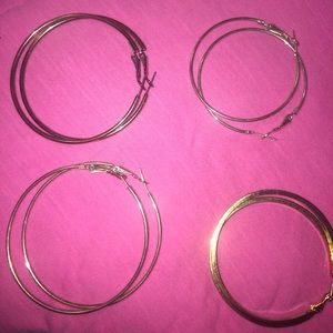 Assorted Hoop Earrings in Silver & Gold- (4 pairs)